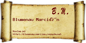 Blumenau Marcián névjegykártya
